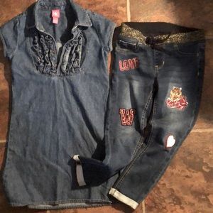 Girls jean and dress